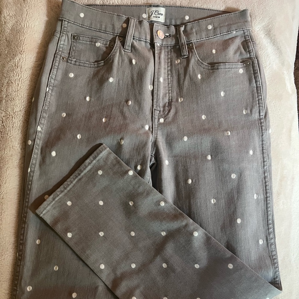 J Crew Grey with polka dots Vintage Straight denim